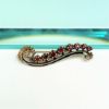 Picture of Stunning Victorian Era 14K Gold, Garnet & Cobalt Blue Enameled Bar Brooch