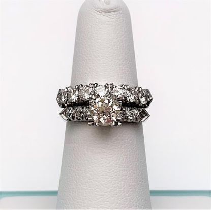 Picture of Art Deco Era Platinum & Old European Cut Diamond Bridal Ring Set