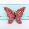 Picture of Vintage Weiss Pink & Red Rhinestone Butterfly Brooch In Gold Tone Frame