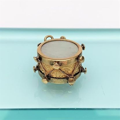 Picture of Vintage 14K Gold & Mother Of Pearl Drum Charm/Pendant