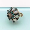 Picture of Stunning Vintage Emerald & White Opal In 14K Yellow Gold Harem Ring