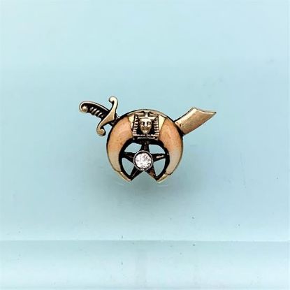 Picture of Vintage 14K Yellow Gold, Enamel & Diamond Shriners Lapel Pin