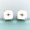 Picture of Vintage Lamode Sterling Silver Cufflinks With Tiny Diamond Chip Centers