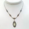 Picture of Art Deco Era 10K White, Yellow & Rose Gold Filigree Necklace With Pearls & Green Czech Glass