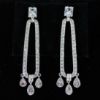 Picture of Clear Cz Oblong Dangle Earrings. 2.4" Long