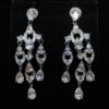 Picture of Clear Cz Three Dangle Post Back Earrings. 2.25" Long, .75" Wide