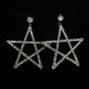 Picture of Clear Cz Large Star Dangle Post Back Earrings. 1.8" Long, 1.5" Wide