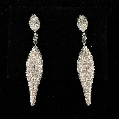 Picture of Clear Cz Pave Dangle Post Back Earrings. 2" Long
