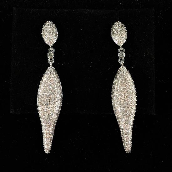 Picture of Clear Cz Pave Dangle Post Back Earrings. 2" Long