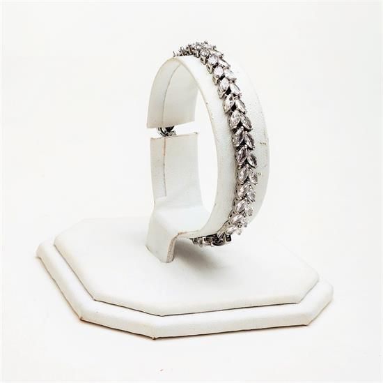 Picture of Small Marquis Cut 'leaves' Cz Bracelet. 7" Long