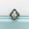 Picture of Art Deco Era 14K White Gold Filigree Ring Set With Marquise Cut Aquamarine