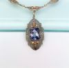 Picture of 1920'S 10K White, Rose & Yellow Gold Filigree Necklace With Pearls & Purple Czech Glass