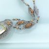 Picture of Art Deco Era 10K White, Yellow & Rose Gold Filigree Necklace With Pearls & Green Czech Glass