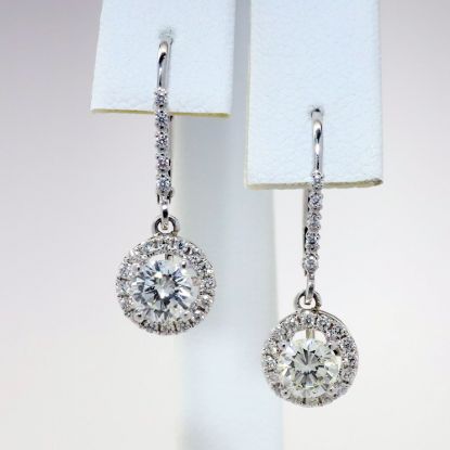 Picture of 14K White Gold Diamond Drop Earrings