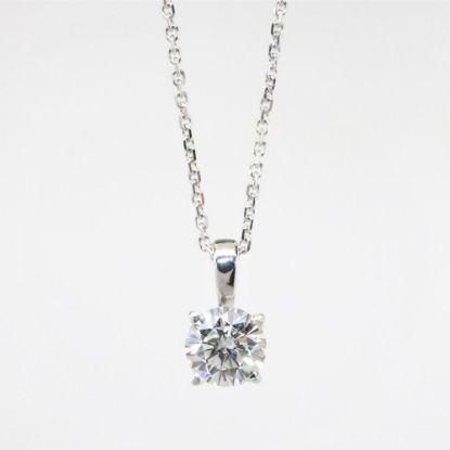 Picture of 14K White Gold Round Solitaire 0.50 CT Diamond Pendant Necklace 