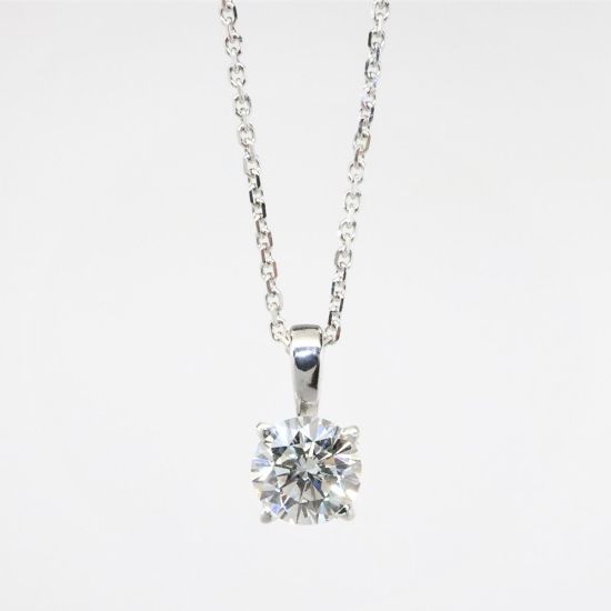 Picture of 14K White Gold Round Solitaire 0.50 CT Diamond Pendant Necklace 