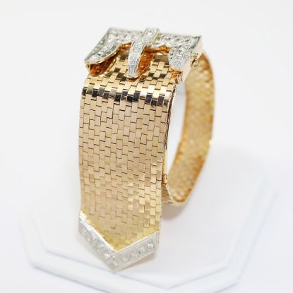 Picture of 14K Rose Gold & Platinum Retro Diamond Buckle Bracelet