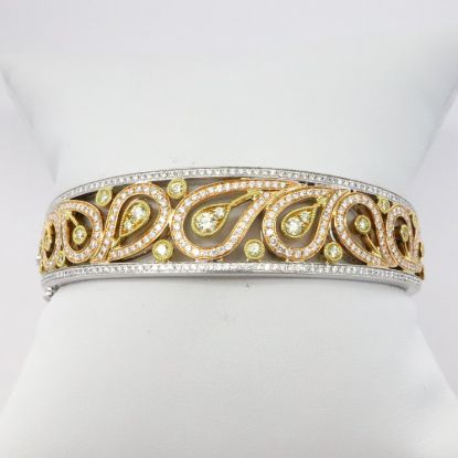 Picture of Simon G. 18K Tri Tone Gold Paisley Diamond Bangle Bracelet