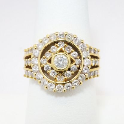 Picture of 18K Yellow Gold Diamond Cluster Fashion Ring