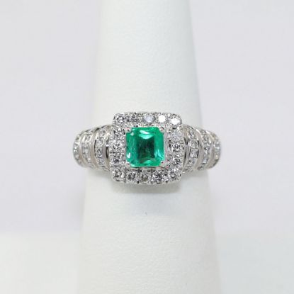 Picture of 14K White Gold Emerald & Diamond Fashion Ring