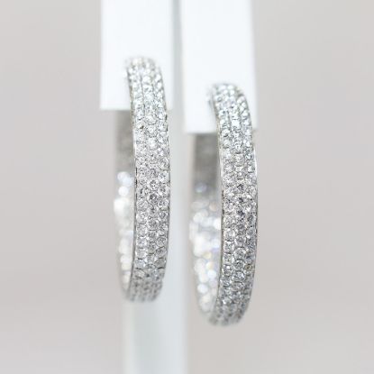 Picture of 18K White Gold 6.11 CT Diamond Hoop Earrings
