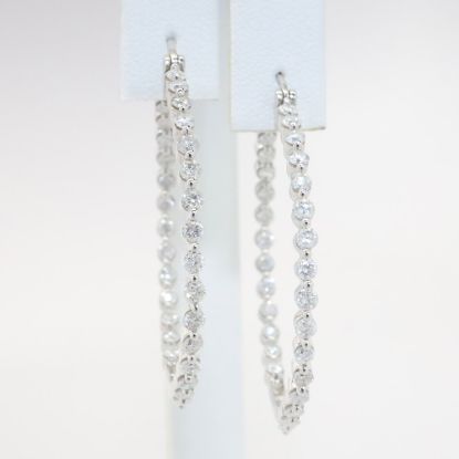 Picture of 14K White Gold 2.50 CT Diamond Hoop Earrings