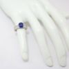 Picture of 18K White Gold Cushion Cut Solitaire Sapphire & Diamond Accented Ring