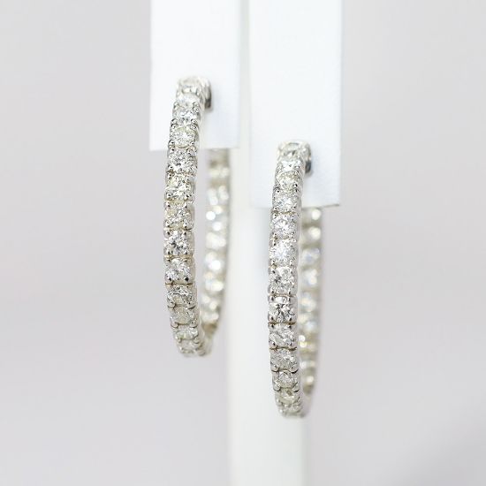 Picture of 14K White Gold 4.25 CT Diamond Hoop Earrings