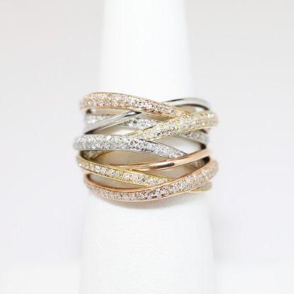 Picture of EFFY 14K Tri-Color Gold Diamond Crossover Ring