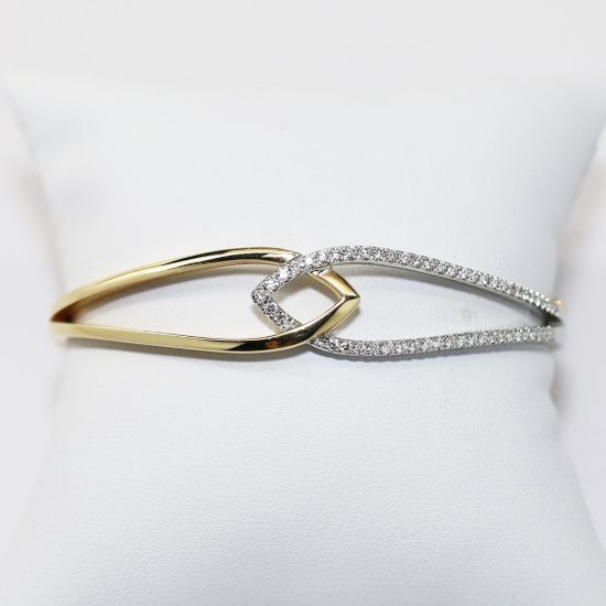 Picture of 14K Two Tone Gold Diamond Bangle Bracelet
