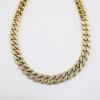 Picture of 14K Yellow Gold Cuban Link Diamond Accented Necklace