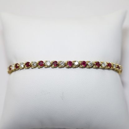 Picture of 14K Yellow Gold Ruby & Diamond Tennis Bracelet