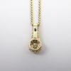 Picture of 14k Yellow Gold, Old European Round Cut Diamond &  Diamond Cluster Accent Pendant