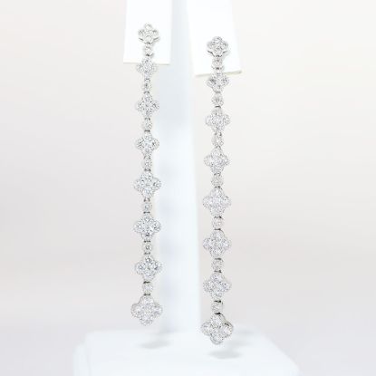 Picture of 18K White Gold Diamond Dangle Clover Earrings