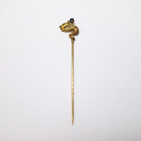 Picture of Antique 14k Gold & Blue Stone Dragon Stick Pin