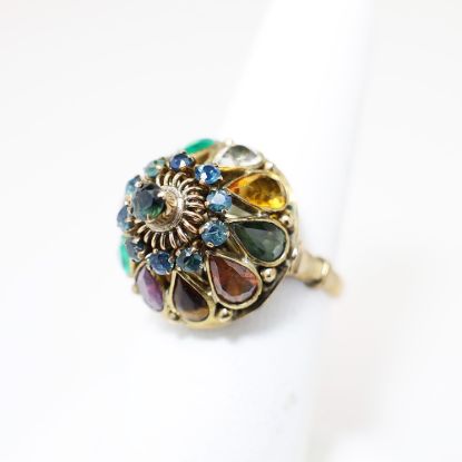 Picture of Vintage 7k Gold Multi Gemstone Thai Princess/Harem Ring