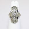Picture of Art Deco Era 18k White Gold Filigree, Diamond & Synthetic Sapphire Ring