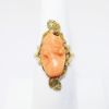 Picture of Antique 14k Gold, Diamond & Carved Coral Cameo Ring