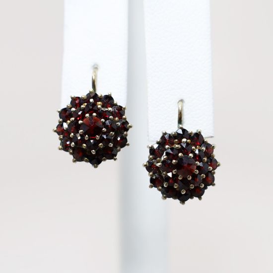 Picture of Vintage Bohemian Garnet & Gilt Sterling Silver Earrings 