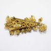 Picture of Vintage Signed Miriam Haskell Gilt Brass, Clear Rhinestone & Peach Bead Flower Brooch
