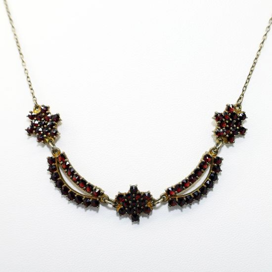 Picture of Vintage Gilt Sterling Silver & Bohemian Garnet Necklace