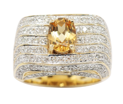 Picture of 1.25ct Oval Citrine and Diamond Ring in 14k Yellow Gold