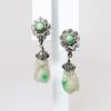 Picture of Antique Chinese Export Silver Filigree & Carved Jade Screw Back Earrings
