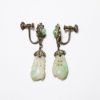 Picture of Antique Chinese Export Silver Filigree & Carved Jade Screw Back Earrings