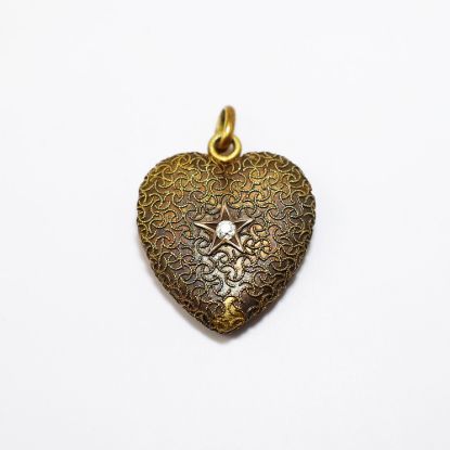Picture of Antique 14k Gold & Diamond Heart Shaped Locket
