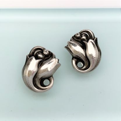 Picture of Vintage Georg Jensen (Denmark) Sterling Silver Tulip Clip-On Earrings, Style 100A