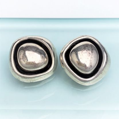 Picture of Mid Century Modernist Taxco Sterling Silver Clip-On Earrings