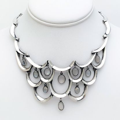 Picture of 1950's Antonio Pineda .970 Silver & Moonstone Cabochon Waterfall Necklace