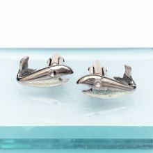 Picture of Rare 1950's Antonio Pineda & Fortino Mota Sterling Silver Whale Cuff Links