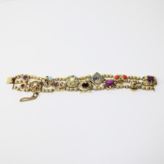 Picture of Vintage Mid Century 14k Gold Multi-Charm Slide Bracelet